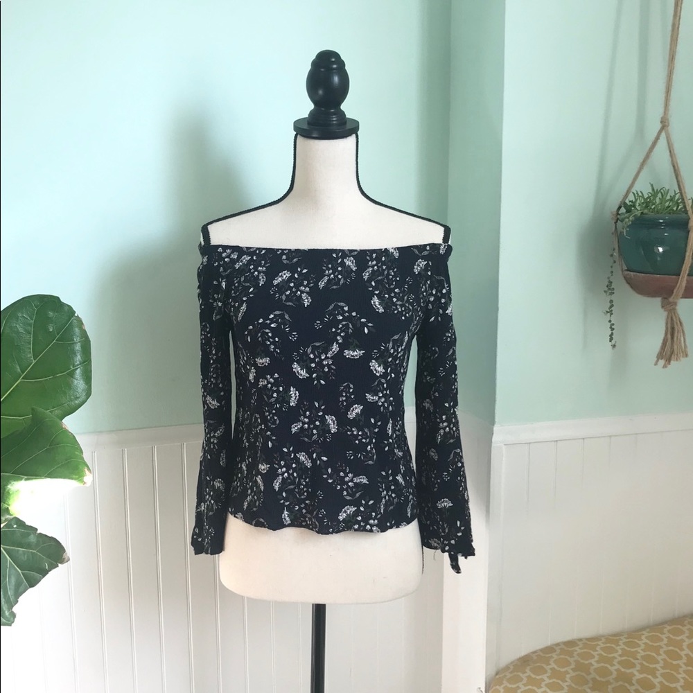 Ganji LA off the shoulder Navy shirt  Made in USA